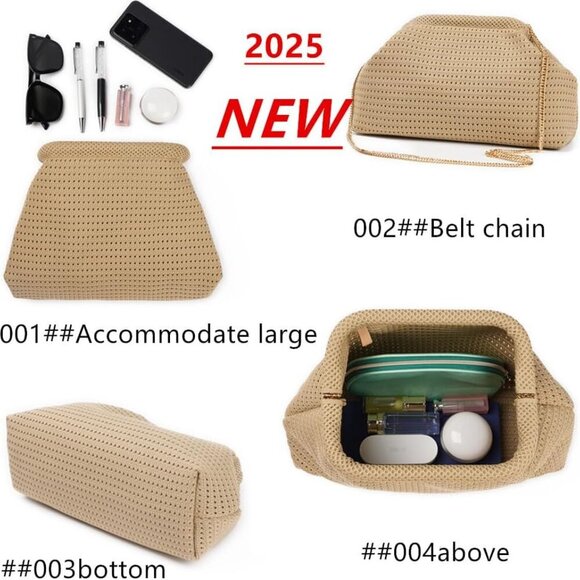 Summer Beach Woven Clutch Purses for Women 2025 Cloud Dumpling Pouch Purse Cross - Picture 3 of 6